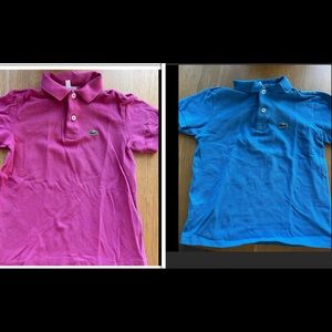 Kids Bundle 1 Bright Pink & 1 Blue Lacoste Polos, Size 8